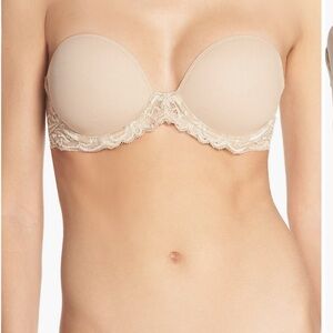 Natori Feathers Plunge Strapless Bra 32C color Cafe